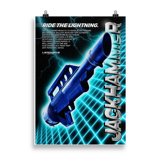 Jackhammer Retro-Blue Poster