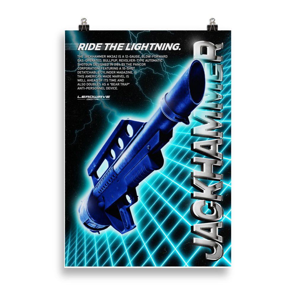 Jackhammer Retro-Blue Poster