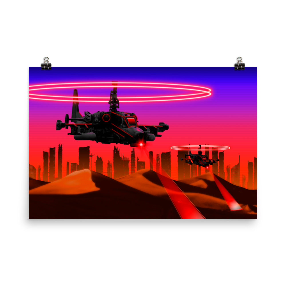 KA-50 Blackshark - Synthwave Art Print